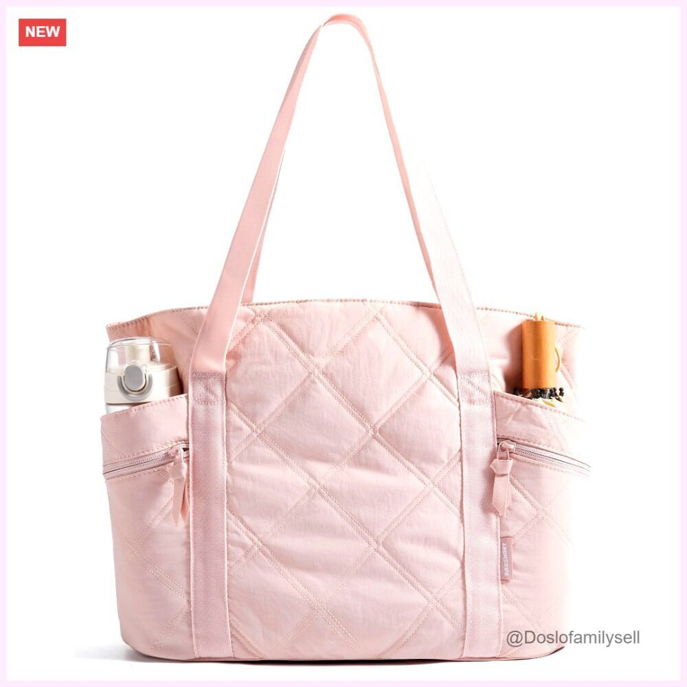 20L Puffer Tote Bag with Zipper, Quilted Work Travel Nurse Bag